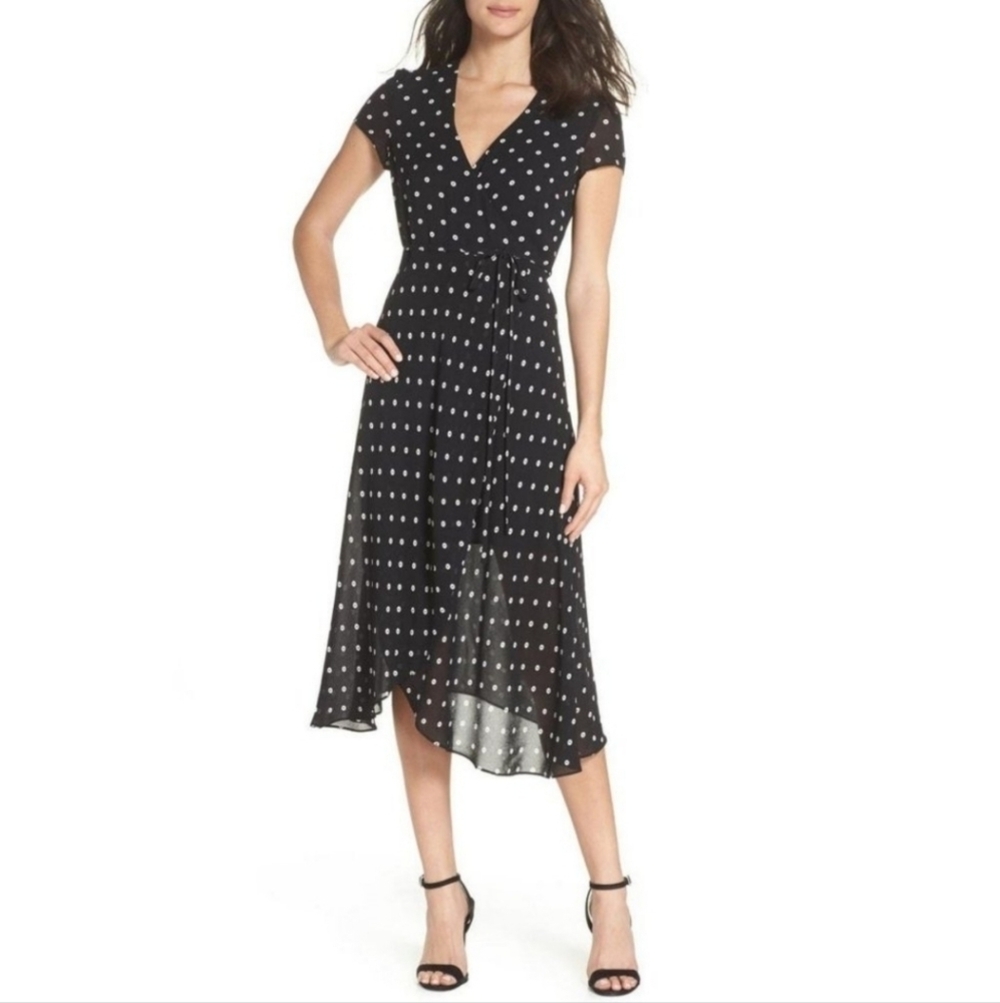 Bardot Black & White Polka-dot Midi Dress. Sz 6